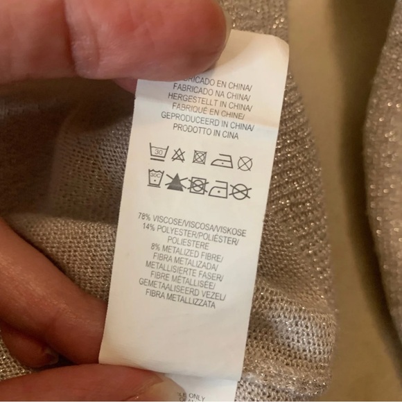 Atmosphere Glitter Cardigan Sweater Jacket Silver Gold Small 6 Metallic Evening - Picture 9 of 11